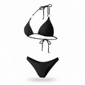 Ina Bikini – Black triangle bikini with white acrylic rings by AquaMuse