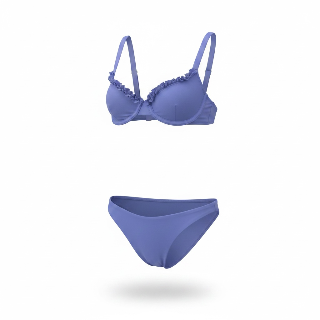 Siena Bikini – Periwinkle balconette bikini with delicate ruffle trim by AquaMuse